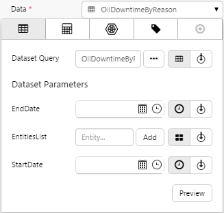 Data Selector dataset parameters